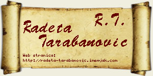 Radeta Tarabanović vizit kartica